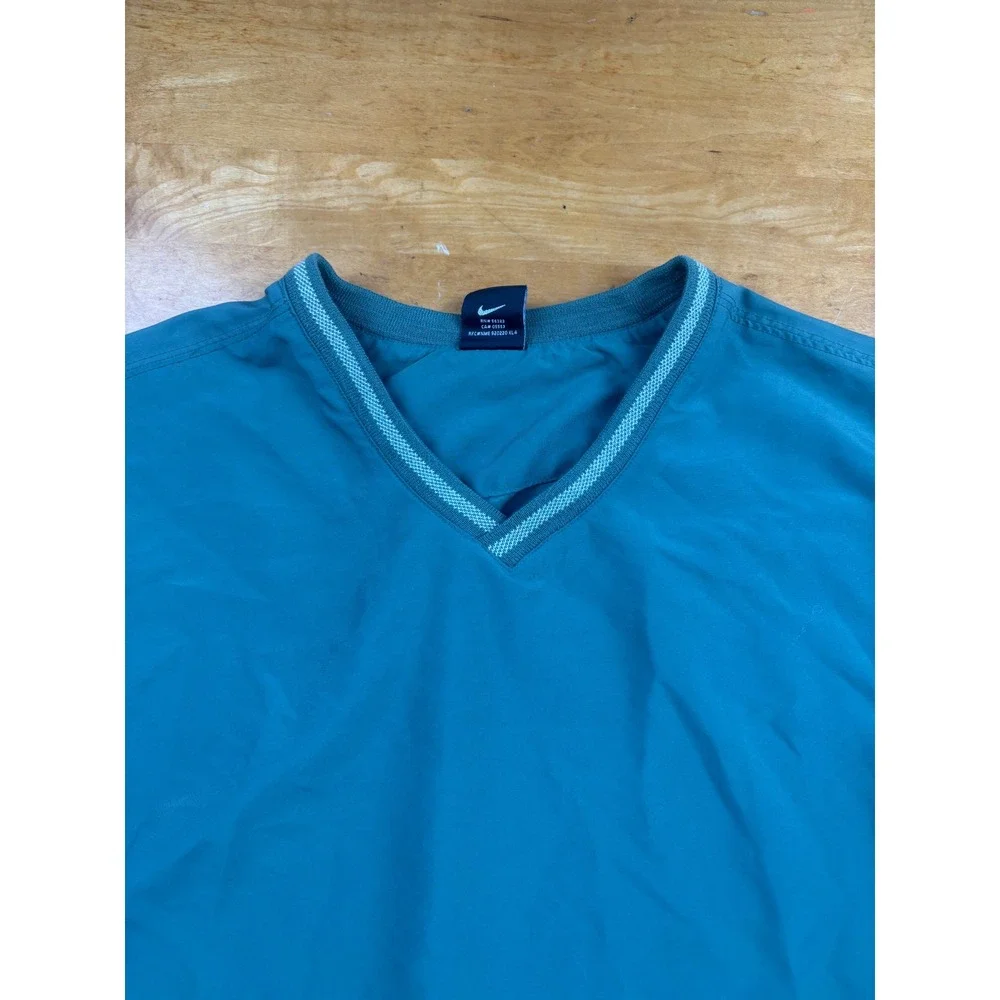 Nike Golf V-Neck Windbreaker Pullover Teal Green Mens XL Zip Pockets Swoosh